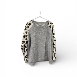 Leopard Print Women's Sweatshirt Pullover Grey Size XL Stylish & Comfy